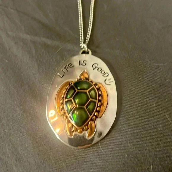 Jewelry - Statement Rustic Sea Life Turtle Life is Good Pendant Necklace